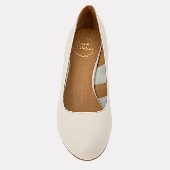 Andre Assous Khloe Leather Block Heels Women’s 6.5M Ivory Cream Round Toe Pumps - Picture 5 of 11